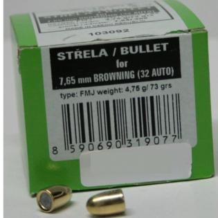 SELLIER BELLOT CAL7,65BROWNING/32 AUTO 73GR FMJ